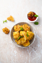 Homemade chicken nuggets with sauce