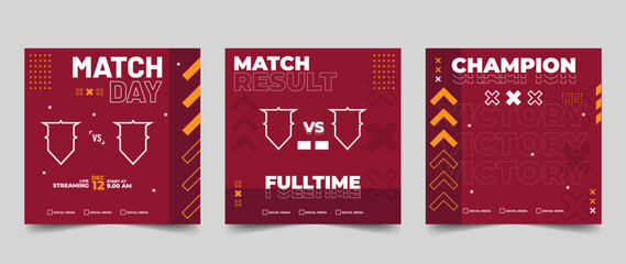 Set of modern sport match social media vector template