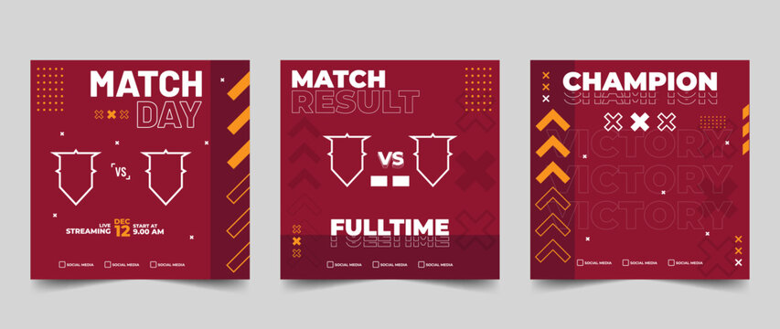 Set of modern sport match social media vector template