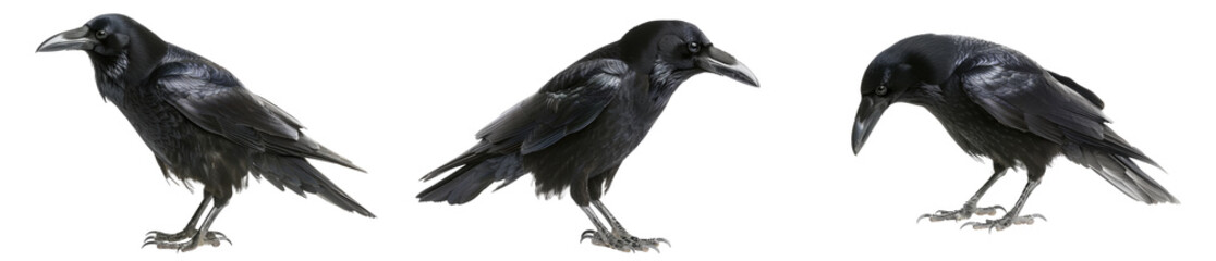 Fototapeta premium Carrion Crow with inquisitive look, Corvus corone, isolated on white