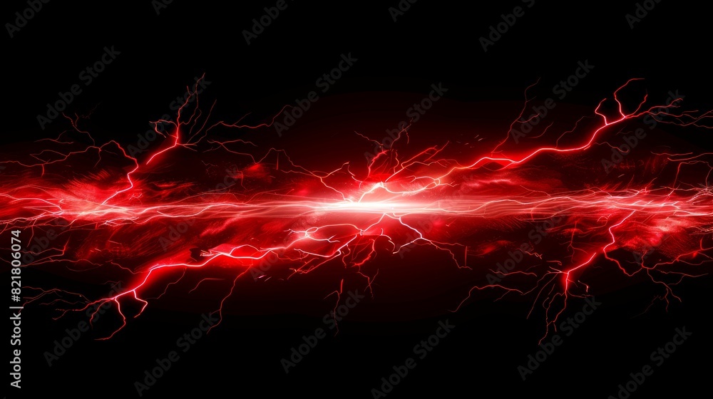 Poster isolated modern lightning effect isolated on black background. red spark blast vfx illustration. fla