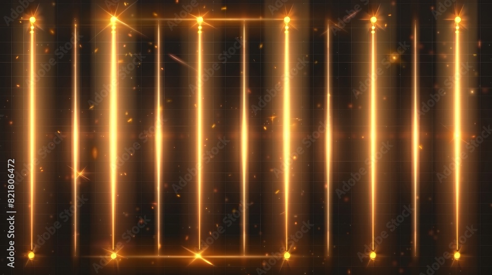 Poster a series of laser rays on a dark transparent background with an effect of neon light. abstract shiny