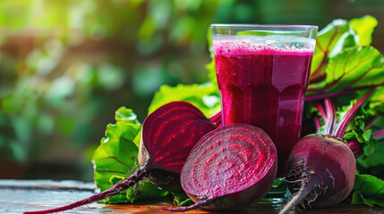 Fresh beetroot juice in the glass
