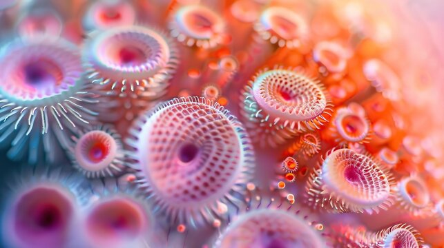 Closeup view of fungal spores