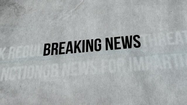 Breaking News Word Highlighted 3D Animation. Newspaper Motion Graphics. 4K 