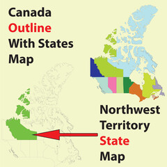 Northwest, Territories, state, map, outline, canada, vector, canada ,canada state map outline, vector, graphics, eps, administrative map of Canada, North American Countries Map. The main boundary map 