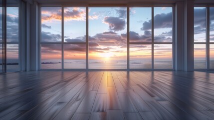 Fototapeta premium The view looking out of the window overlooking the sea.