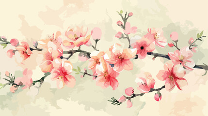 Spring peach flower watercolor for wedding birthday c