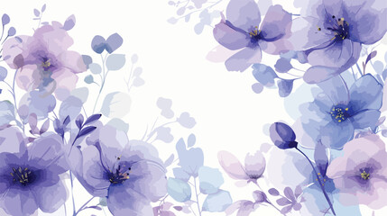 Spring purple blue floral with watercolor for wedding