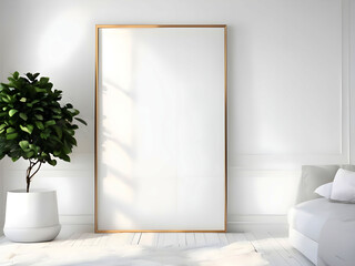 Frame mockup in modern interior room, living room gallery wall mockup, poster mockup, 3d render