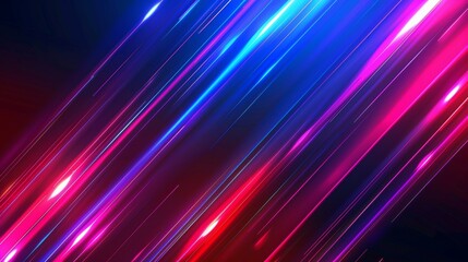 Blue and red dynamic neon race color trail. Cyber technology internet data and network concept. Laser flare ray and gradient blur banner.