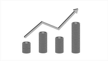  dollar coin graph chart animation black color