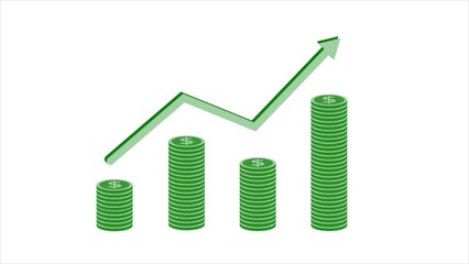 dollar coin graph chart animation green color