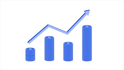 dollar coin graph chart animation blue color