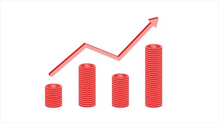  dollar coin graph chart bar white background