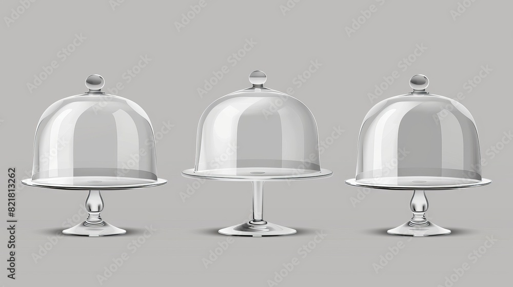 Poster stack of transparent plastic empty trays with lids mockup. realistic 3d modern illustration set of t