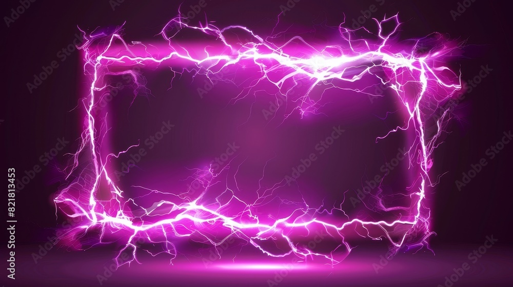 Wall mural an electric thunder energy glow. neon magic effect with plasma shock power. a thunderbolt shock wave