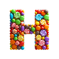 Colorful canddy Letter H, PNG file. Generative AI