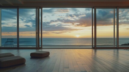 The view looking out of the window overlooking the sea.