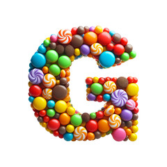 Colorful canddy Letter G, PNG file. Generative AI