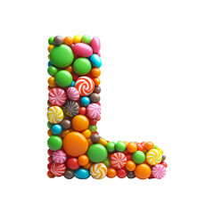 Colorful canddy Letter L, PNG file. Generative AI