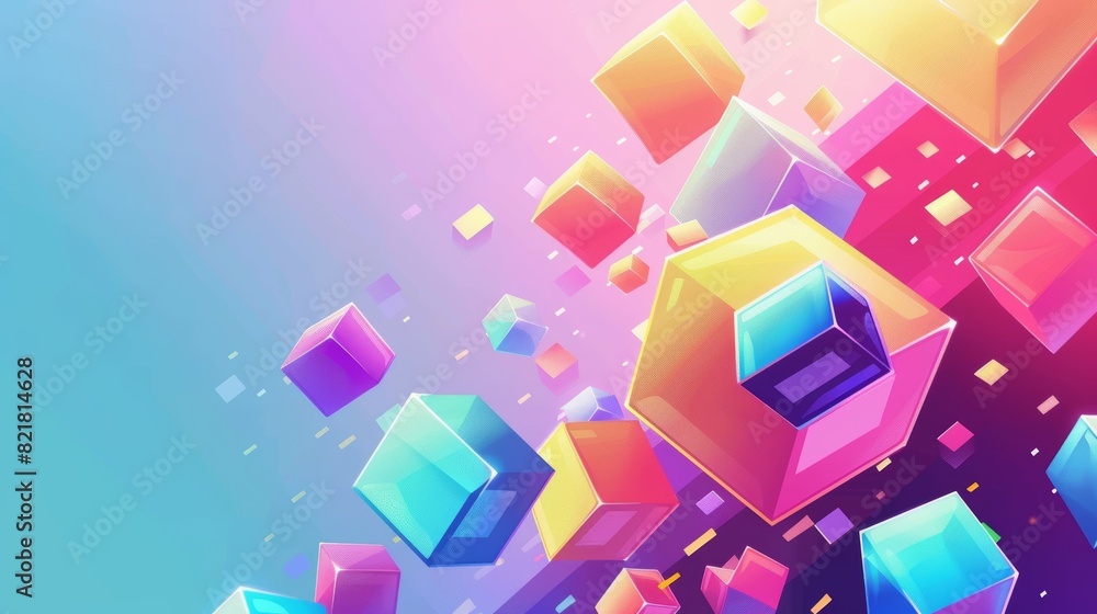 Aufkleber banner template with squares of color in an abstract style