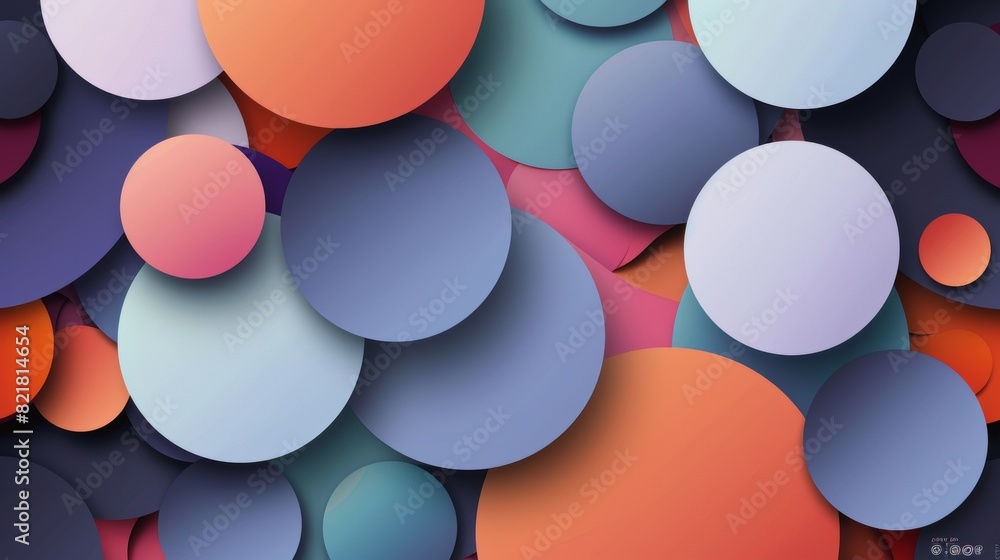 Poster circles of simple volume color on an abstract modern background