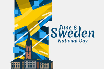 Obraz premium June 6, National Day. Happy Sweden National Day (Sveriges nationaldag) Vector Illustration. Suitable for greeting card, poster and banner