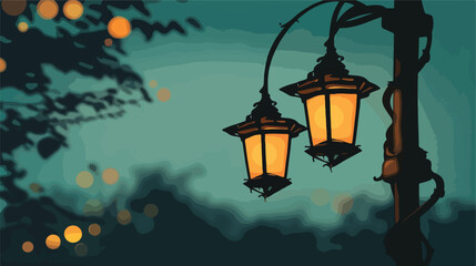 The lantern lights are attached to a pole Vector style