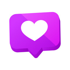 Heart shape or favorite social media notification icon in speech bubbles