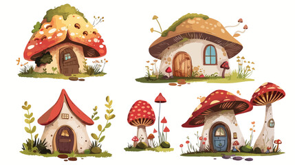 Mushroom house for cute fantasy fairy tale cartoon.