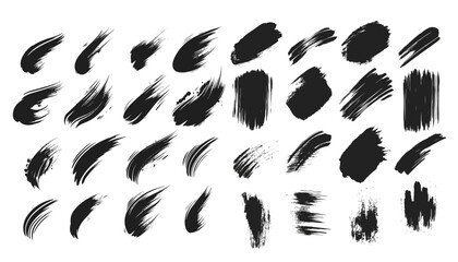 Collection black strokes, brushes, spry vector
