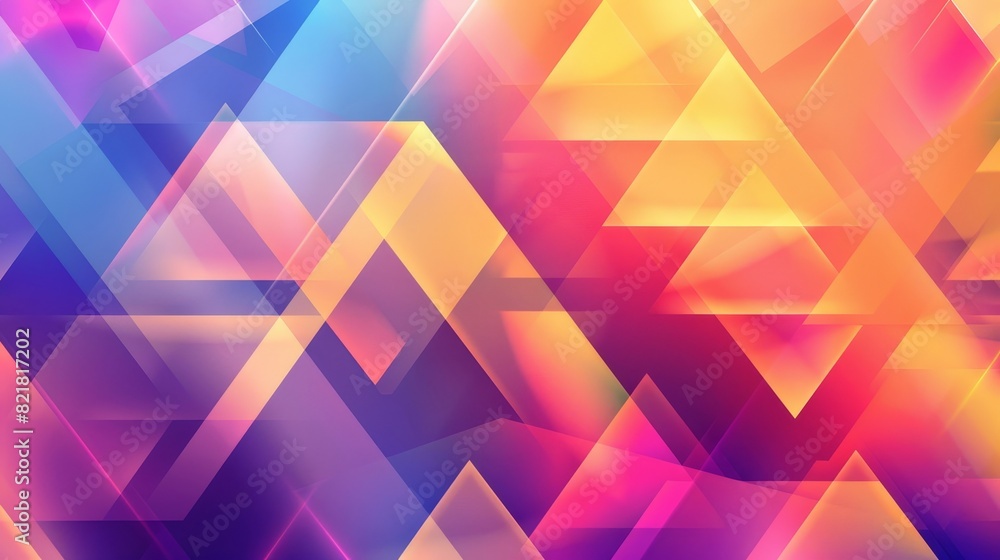 Poster horizontal banner template with color triangle pattern.