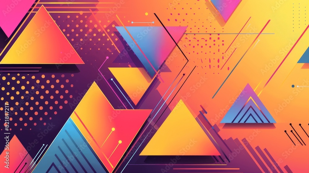 Poster An abstract horizontal banner template with a triangle pattern in colors