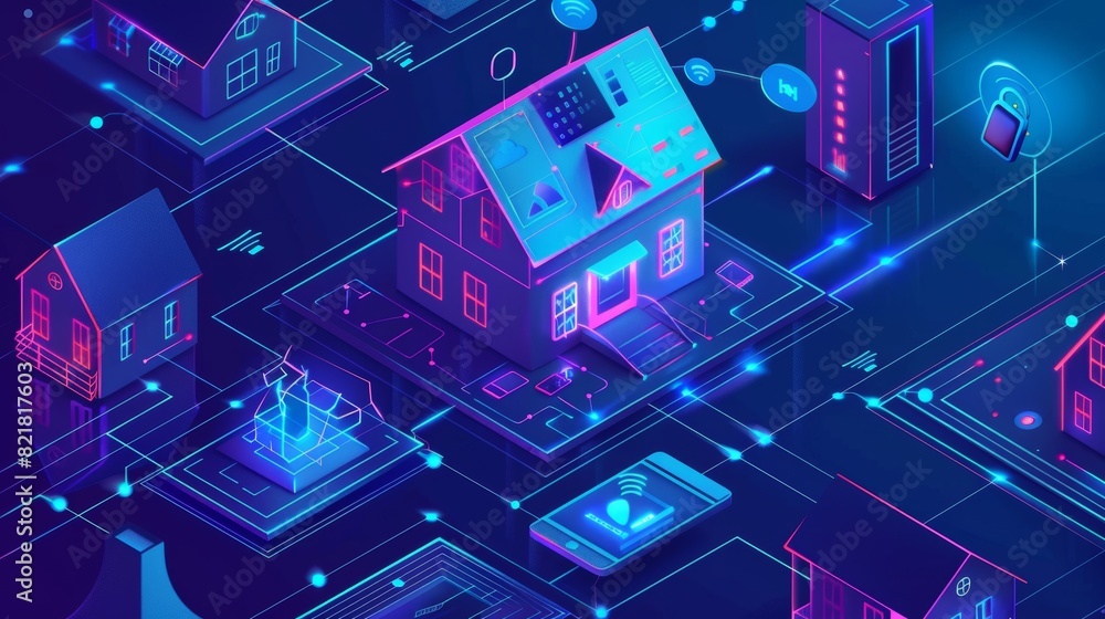 Poster the isometric web banner demonstrates the use of artificial intelligence technology and internet of 