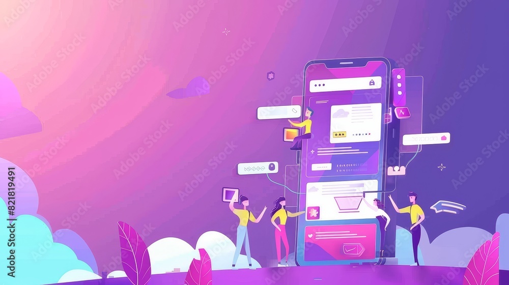Aufkleber landing page design, app ui and ux onboarding screen for boosting traffic and optimizing internet co