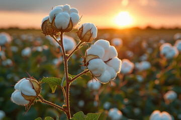 cotton agriculture field at sunny day