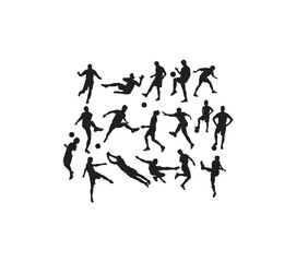 Soccer football player silhouettes, art vector design