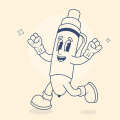 Outline Pen Retro Mascot Illustration