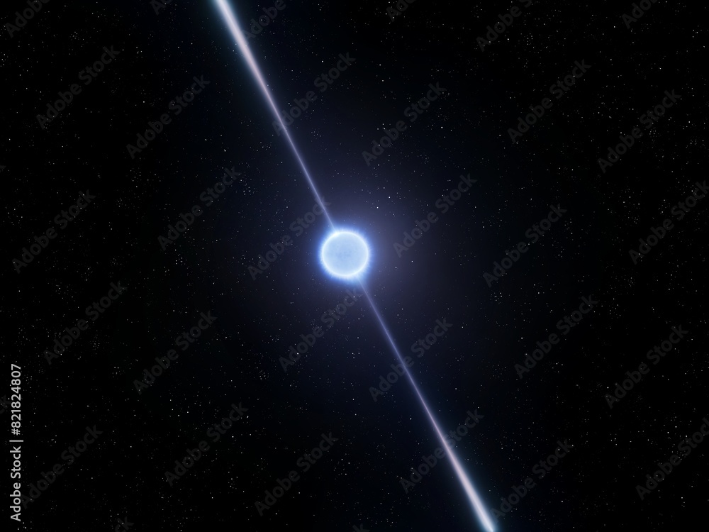 Wall mural distant neutron star. pulsar isolated on a black background. source of radio emission in space.