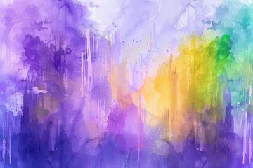 A painting of a cityscape with purple and yellow colors. The painting has a dreamy and whimsical mood