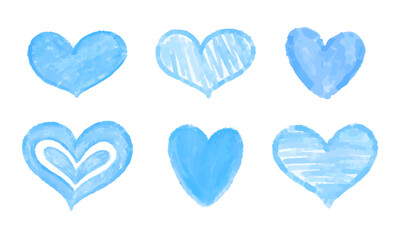 Watercolor hand drawn hearts collection