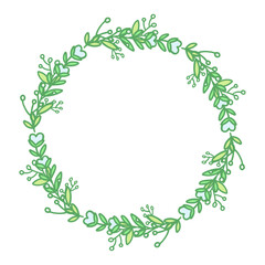 Hand drawn floral wreath, decorative wreaths with flowers