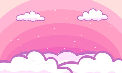 Colorful clouds background with stars magical design