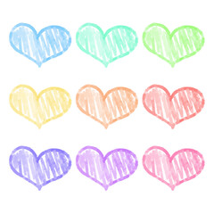 Watercolor hand drawn hearts collection on white background