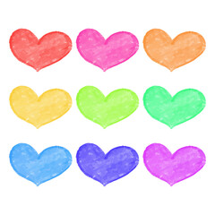 Watercolor hand drawn hearts set Isolated on white background