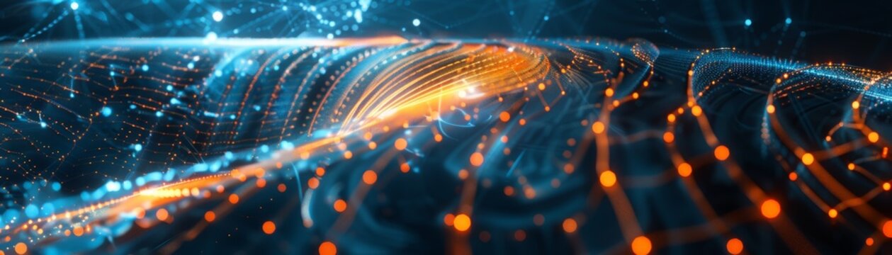 A background consisting of lines and geometric shapes representing technology and science.