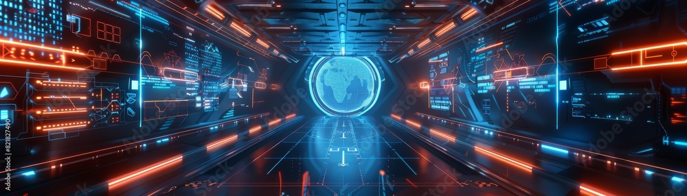 Poster Dashboard blue display with virtual reality technology. HUD futuristic user interface, target design. HUD elements megapack set.