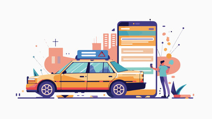 Ordering taxi online with mobile phone app. Internet