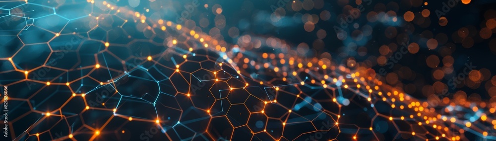 Poster digital background with a big data concept. futuristic hexagon perspective landscape. futuristic hon